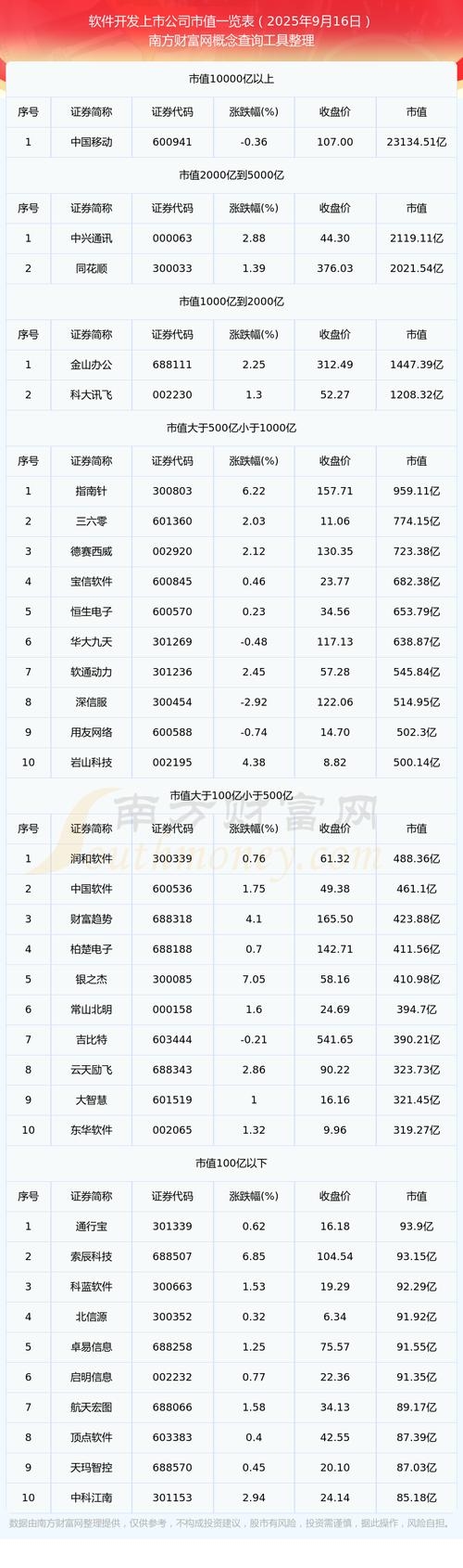 中国软件开发上市公司排名概览插图